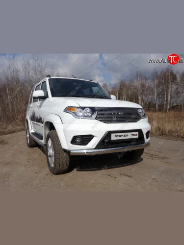 Защита переднего бампера нижняя овальная 75х42 мм ТСС Тюнинг (нержавейка) Уаз Патриот 23632 2-ой рестайлинг пикап (2016-2025)