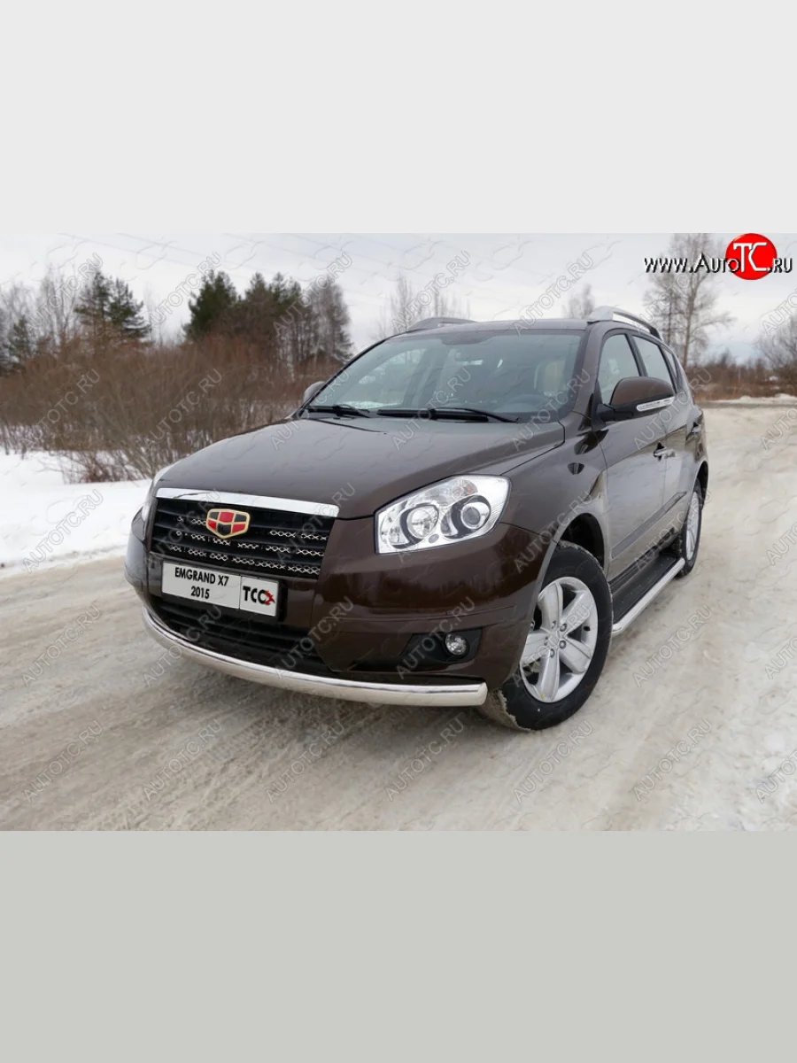 Защита переднего бампера нижняя овальная 75х42 мм ТСС Тюнинг Geely Emgrand X7 дорестайлинг (2011-2015) (нержавейка)  в Керчи Республика Крым