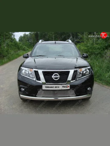 Защита переднего бампера нижняя овальная 75х42 мм ТСС Тюнинг (нержавейка) Nissan Terrano D10 дорестайлинг (2013-2016)