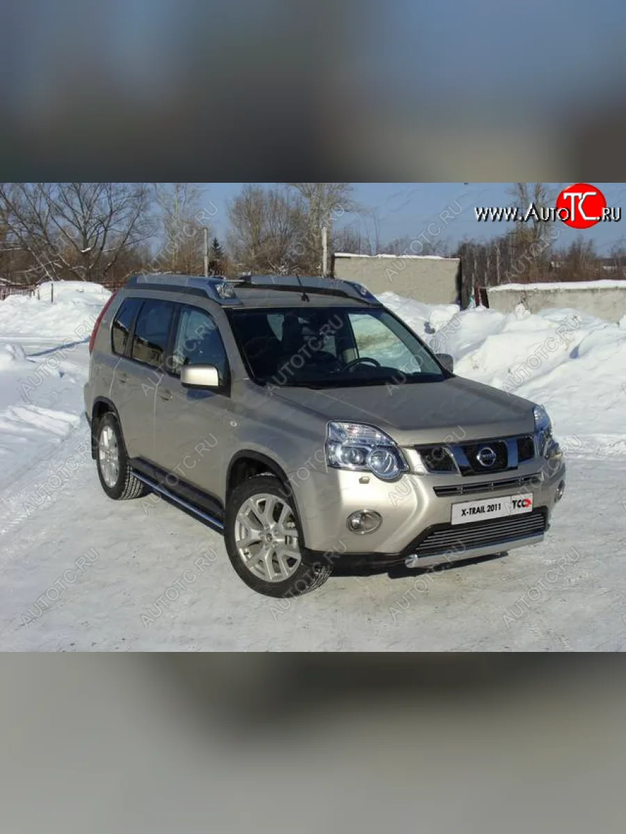 Защита переднего бампера нижняя овальная 75х42 мм ТСС Тюнинг Nissan X-trail 2 T31 рестайлинг (2010-2015) (нержавейка)  в Керчи Республика Крым