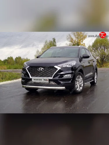 Защита переднего бампера овальная 75х42 мм ТСС Тюнинг (нержавейка) Hyundai Tucson TL рестайлинг (2018-2021)