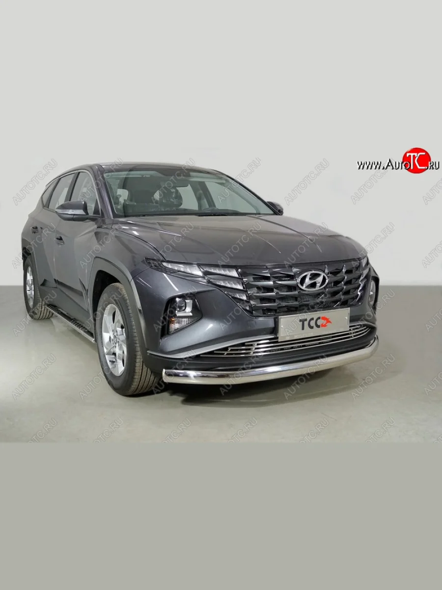 Защита переднего бампера нижняя овальная 75х42 мм ТСС Тюнинг  Hyundai Tucson (2020-2022) NX4 (нержавейка)  в Воронеже Воронежской области