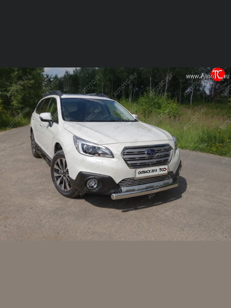 Защита переднего бампера нижняя овальная 75х42 мм ТСС Тюнинг  Subaru Outback (2014-2018) BS/B15 (нержавейка)  в Воронеже Воронежской области