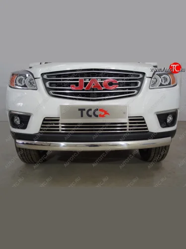 Защита переднего бампера нижняя овальная 75х42 мм ТСС Тюнинг (нержавейка) JAC T6 пикап (2018-2024)