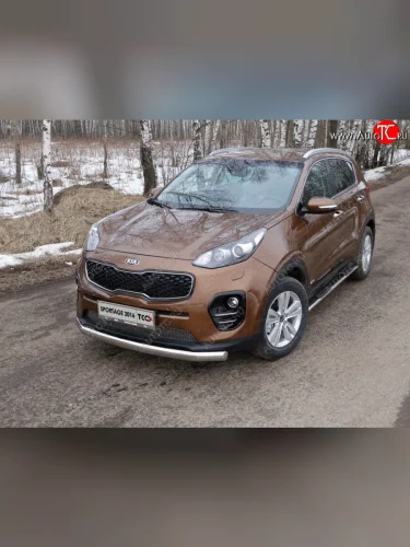 Защита переднего бампера нижняя овальная 75х42 мм ТСС Тюнинг (нержавейка) KIA Sportage  4 QL (2016-2018) дорестайлинг