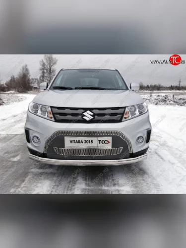 Защита переднего бампера нижняя овальная 75х42 мм ТСС Тюнинг (нержавейка) Suzuki Vitara LY дорестайлинг (2015-2019)