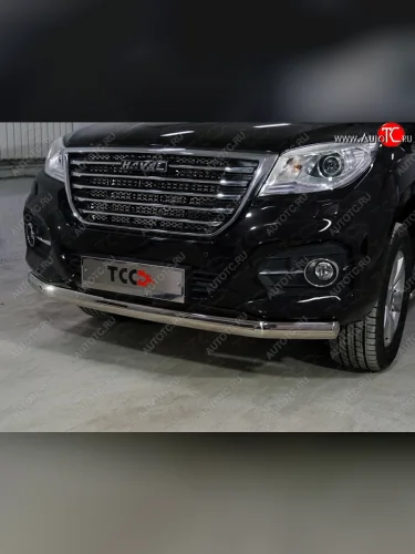 Защита переднего бампера нижняя овальная 75х42 мм ТСС Тюнинг (нержавейка) Haval H9 1-ый рестайлинг (2017-2019)