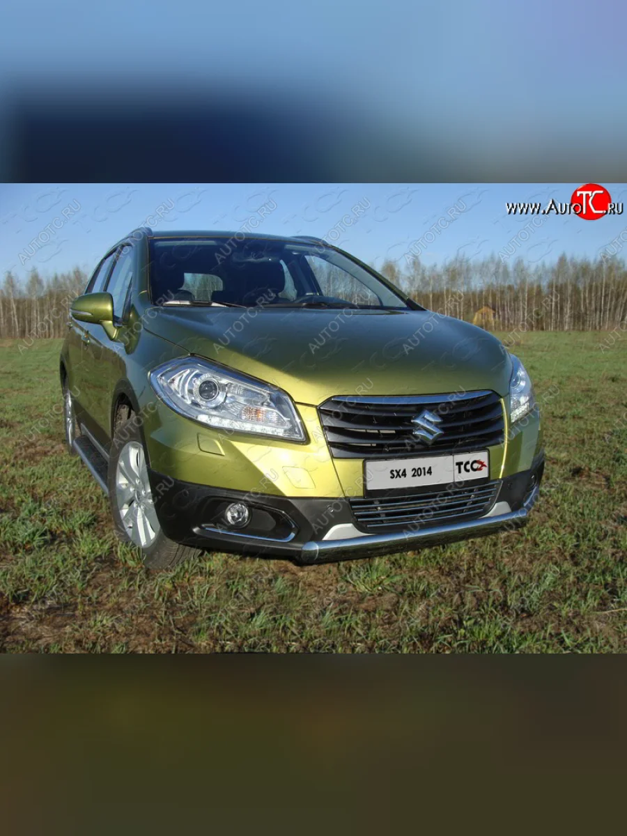 Защита переднего бампера нижняя овальная 75х42 мм ТСС Тюнинг Suzuki SX4 JYB, JYA хэтчбэк дорестайлинг (2013-2016) (нержавейка)  в Самаре Самарской области