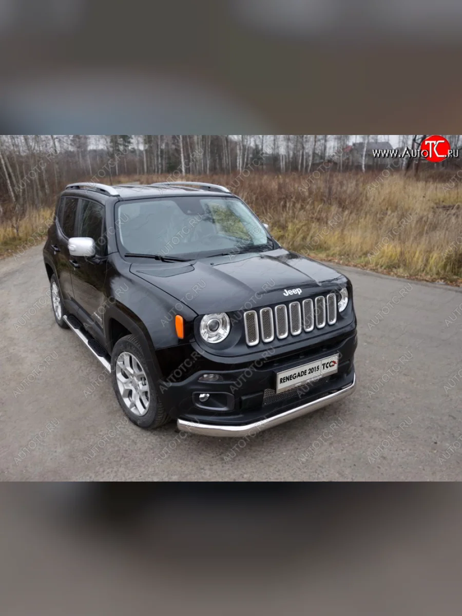 Защита переднего бампера нижняя овальная 75х42 мм ТСС Тюнинг  Jeep Renegade (2014-2020) 1 BU (нержавейка)  в Воронеже Воронежской области