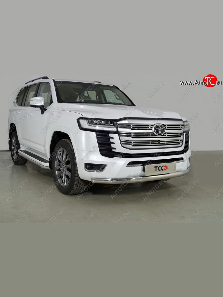 Защита переднего бампера нижняя овальная 75х42 мм ТСС Тюнинг Toyota Land Cruiser J300 дорестайлинг (2021-2025) (нержавейка)  в Самаре Самарской области