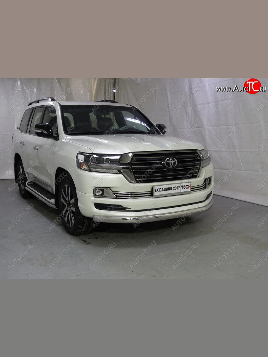 Защита переднего бампера нижняя овальная 75х42 мм ТСС Тюнинг Toyota Land Cruiser 200 2-ой рестайлинг (2015-2021) (нержавейка)  в Самаре Самарской области