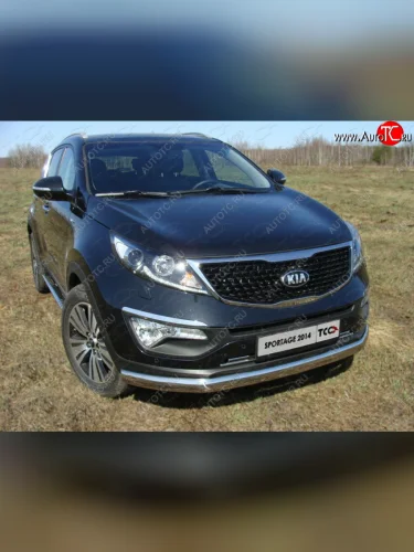 Защита переднего бампера нижняя овальная 75х42 мм ТСС Тюнинг (нержавейка) KIA Sportage  3 SL (2014-2016) рестайлинг