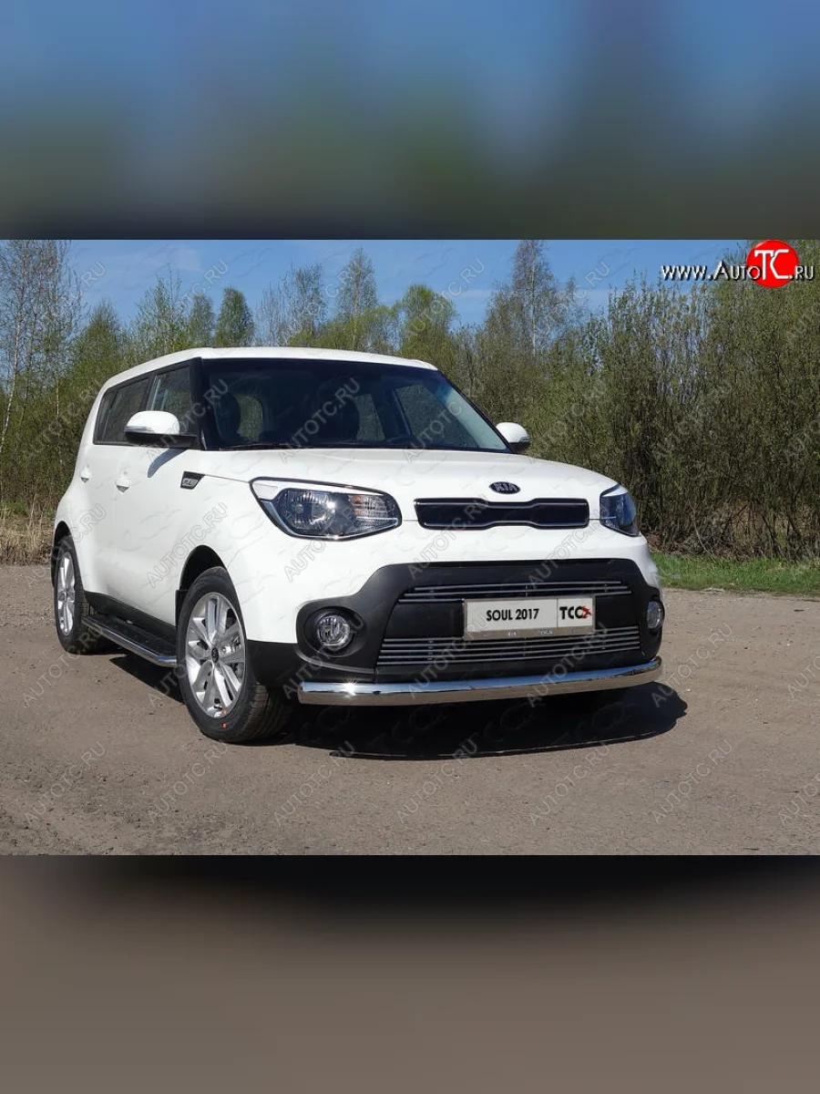 Защита переднего бампера нижняя овальная 75х42 мм ТСС Тюнинг KIA Soul PS рестайлинг (2017-2019) (нержавейка)  в Самаре Самарской области