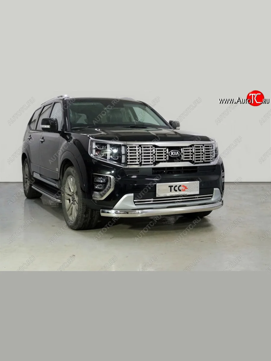 Защита переднего бампера нижняя овальная 75х42 мм ТСС Тюнинг KIA Mohave HM2 (2019-2022) (нержавейка)  в Перми Пермском крае