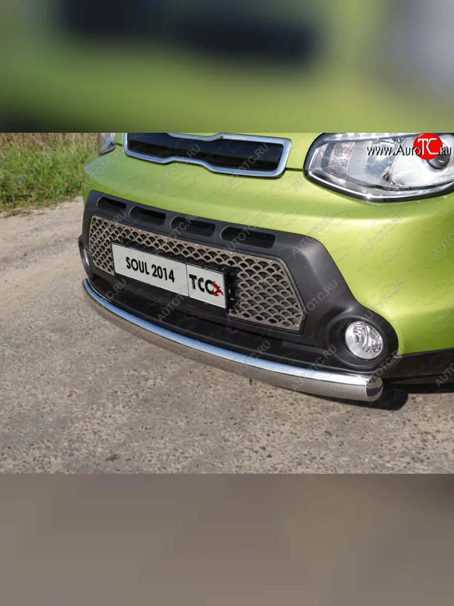 Защита переднего бампера нижняя овальная 75х42 мм ТСС Тюнинг KIA Soul PS дорестайлинг (2014-2016) (нержавейка)  в Самаре Самарской области