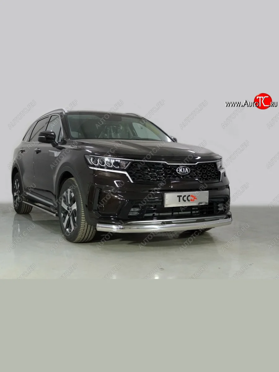 Защита переднего бампера нижняя овальная 75х42 мм ТСС Тюнинг KIA Sorento MQ4 (2020-2022) (нержавейка)  в Керчи Республика Крым