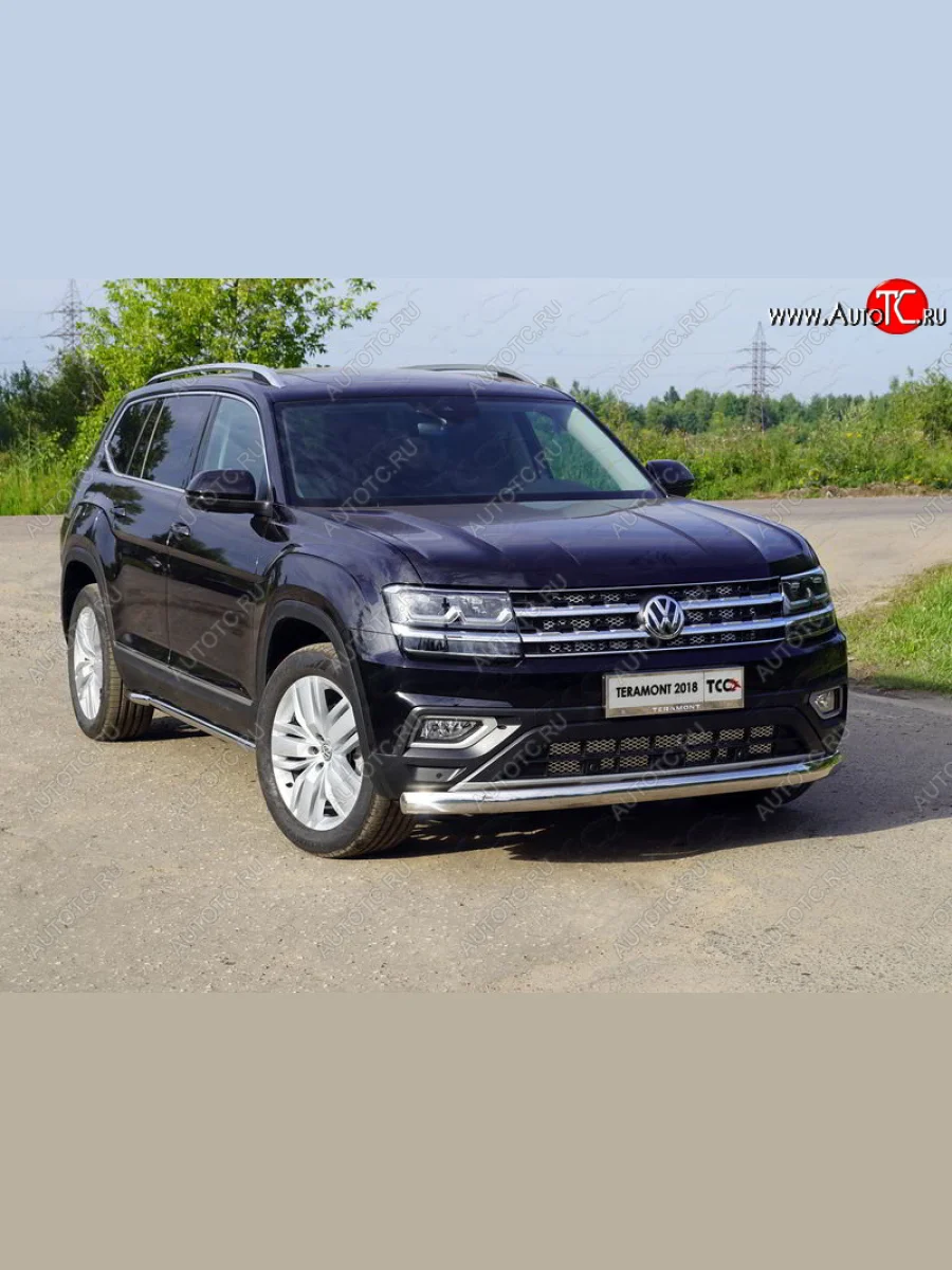 Защита переднего бампера нижняя овальная 75х42 мм ТСС Тюнинг Volkswagen Teramont 1 CA1 дорестайлинг (2016-2020) (кроме комплектации турбо)  в Самаре Самарской области
