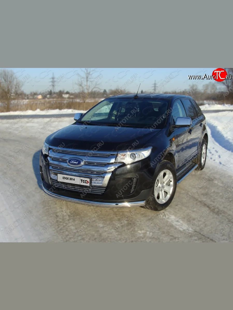 Защита переднего бампера нижняя овальная 75х42 мм ТСС Тюнинг Ford Edge U387 рестайлинг (2011-2015) (нержавейка)  в Перми Пермском крае