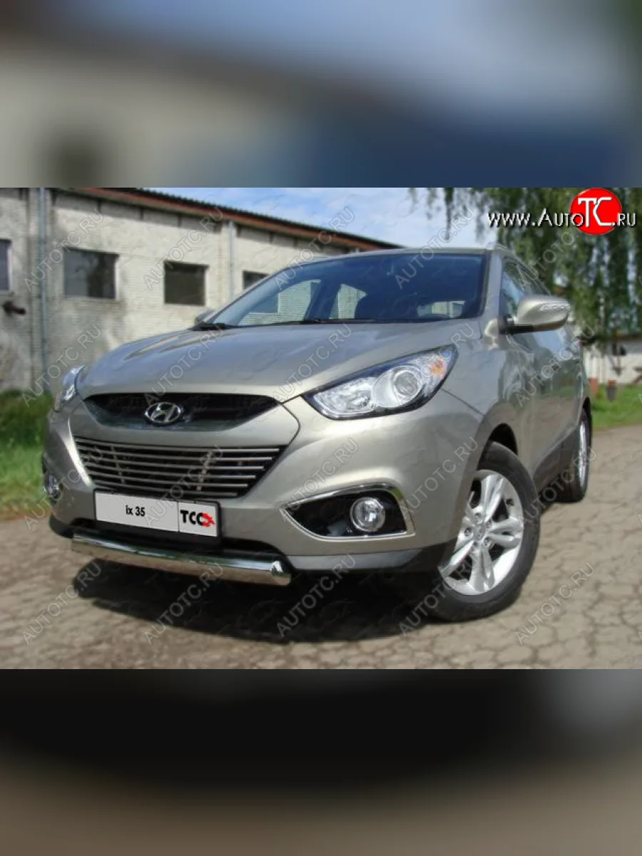 Защита переднего бампера нижняя овальная 75х42 мм ТСС Тюнинг Hyundai IX35 LM дорестайлинг (2009-2013) (нержавейка)  в Самаре Самарской области