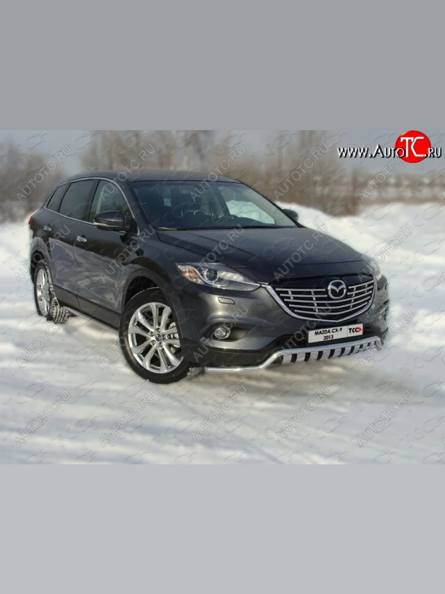 Защита переднего бампера нижняя с вставкой 42,4 мм ТСС Тюнинг Mazda CX-9 TC дорестайлинг (2015-2025) (нержавейка)  с доставкой в г. Керчь
