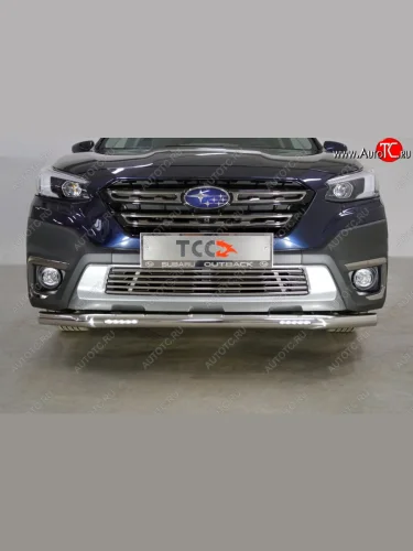 Защита переднего бампера нижняя с ДХО 60,3 мм ТСС Тюнинг (нержавейка) Subaru Outback BT универсал (2019-2025)
