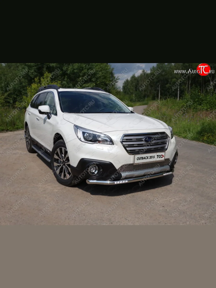 Защита переднего бампера нижняя с ДХО 60,3 мм ТСС Тюнинг  Subaru Outback (2014-2018) BS/B15 (нержавейка)  в Воронеже Воронежской области