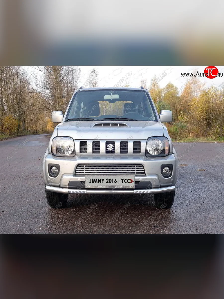 Защита переднего бампера нижняя с ДХО 60,3 мм ТСС Тюнинг Suzuki Jimny JB23/JB43 2-ой рестайлинг (2012-2018) (нержавейка)  в Керчи Республика Крым