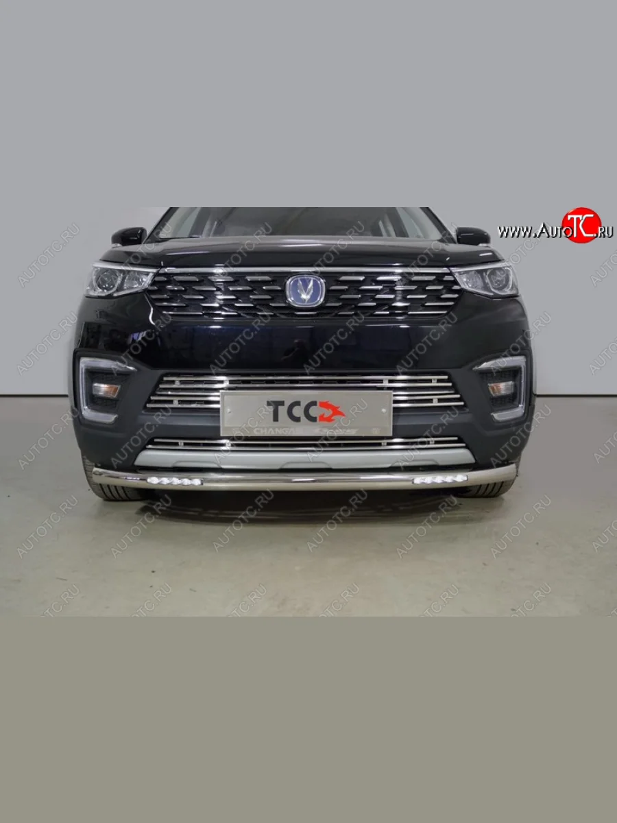 Защита переднего бампера нижняя с ДХО 60,3 мм ТСС Тюнинг Changan CS55 рестайлинг (2018-2023) (нержавейка)  в Керчи Республика Крым