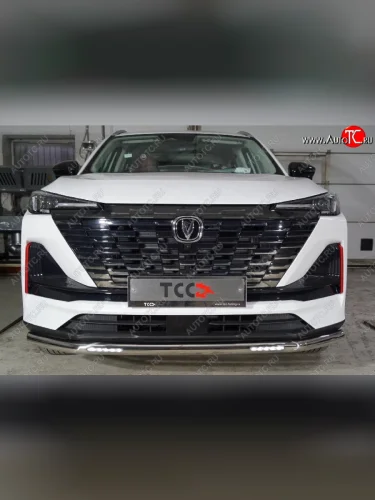 Защита переднего бампера нижняя с ДХО 60,3 мм ТСС Тюнинг (нержавейка) Changan CS55 Plus (2021-2025)