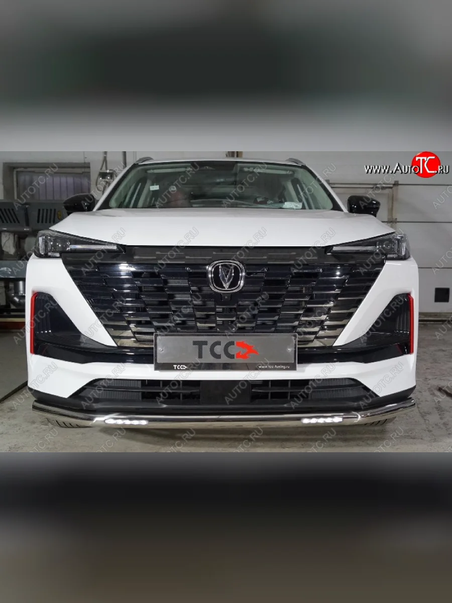 Защита переднего бампера нижняя с ДХО 60,3 мм ТСС Тюнинг Changan CS55 Plus (2021-2025) (нержавейка)  в Самаре Самарской области