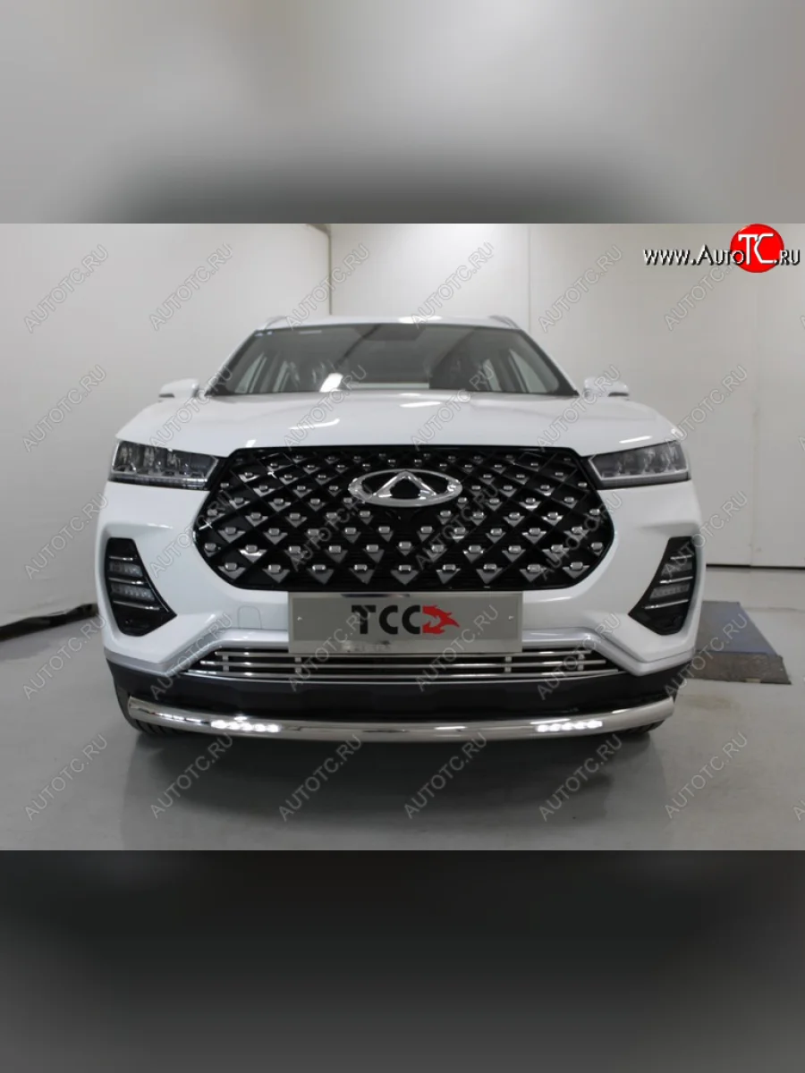 Защита переднего бампера нижняя с ДХО 60,3 мм ТСС Тюнинг Chery Tiggo 7 PRO (2019-2025) (нержавейка)  в Керчи Республика Крым