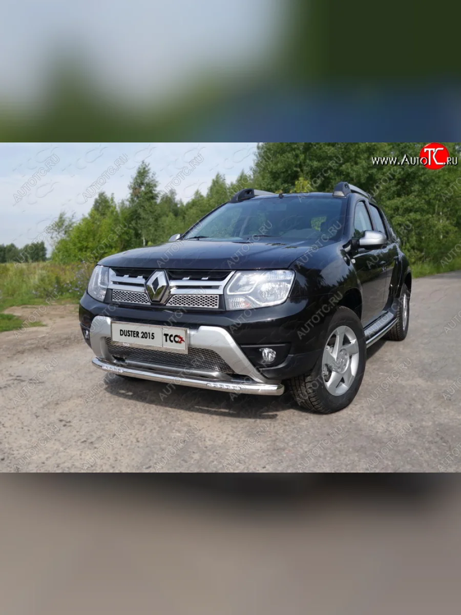 Защита переднего бампера нижняя с ДХО 60,3 мм ТСС Тюнинг Renault Duster HS рестайлинг (2015-2021) (нержавейка)  в Керчи Республика Крым