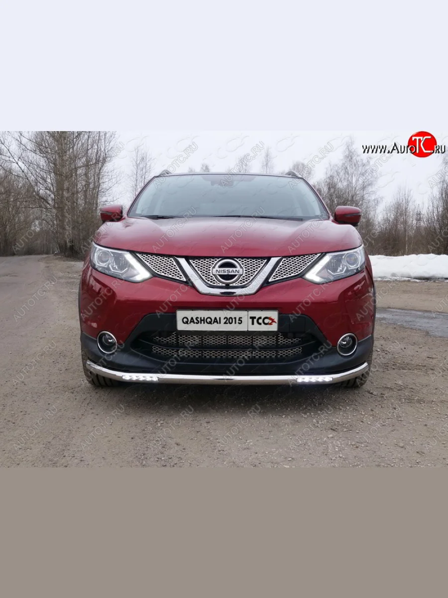 Защита переднего бампера нижняя с ДХО 60,3 мм ТСС Тюнинг Nissan Qashqai 2 J11 дорестайлинг (2013-2019) (нержавейка)  в Самаре Самарской области