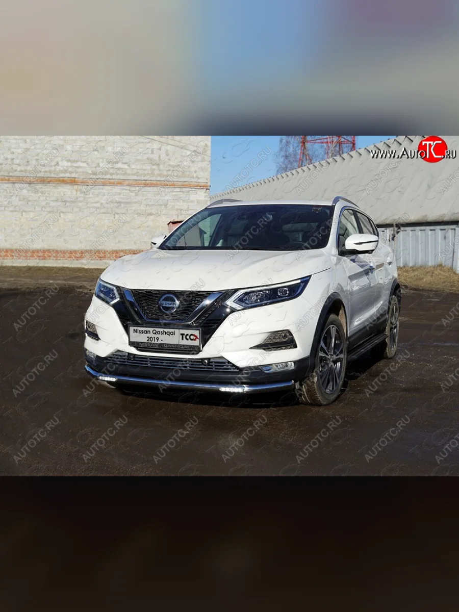 Защита переднего бампера нижняя с ДХО 60,3 мм ТСС Тюнинг Nissan Qashqai 2 J11 рестайлинг (2017-2022) (нержавейка)  в Самаре Самарской области
