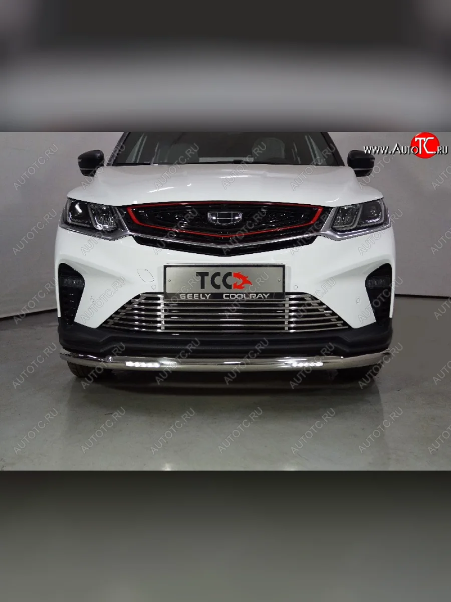 Защита переднего бампера нижняя с ДХО 60,3 мм ТСС Тюнинг Geely Coolray SX11 дорестайлинг (2018-2023) (нержавейка)  в Керчи Республика Крым
