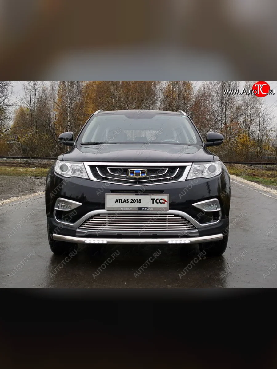 Защита переднего бампера нижняя с ДХО 60,3 мм ТСС Тюнинг Geely Atlas NL3 (2016-2022) (нержавейка)  в Керчи Республика Крым
