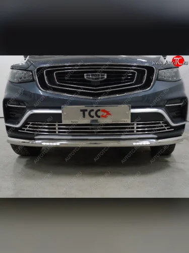 Защита переднего бампера нижняя с ДХО 60,3 мм ТСС Тюнинг (нержавейка) Geely Atlas Pro NL3 (2019-2025)