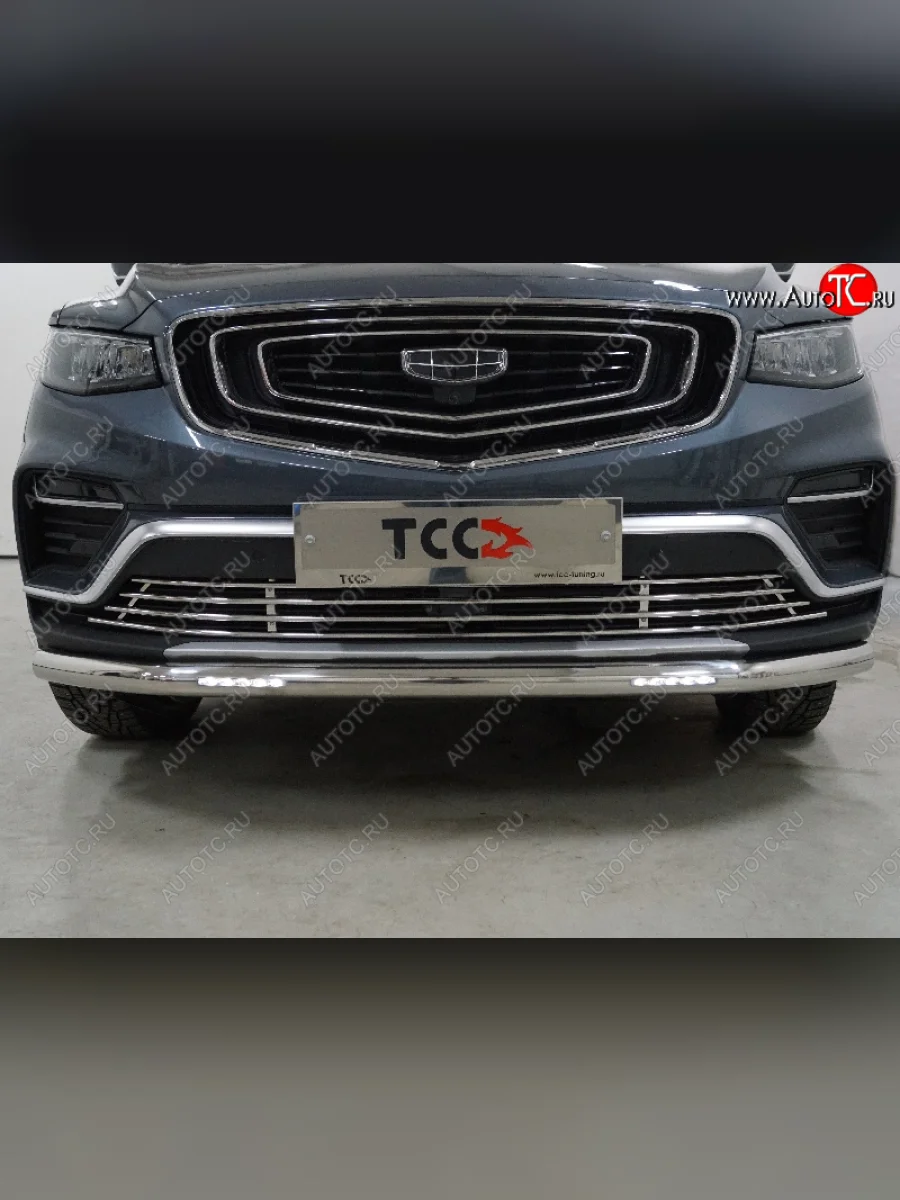 Защита переднего бампера нижняя с ДХО 60,3 мм ТСС Тюнинг Geely Atlas Pro NL3 (2019-2025) (нержавейка)  в Керчи Республика Крым