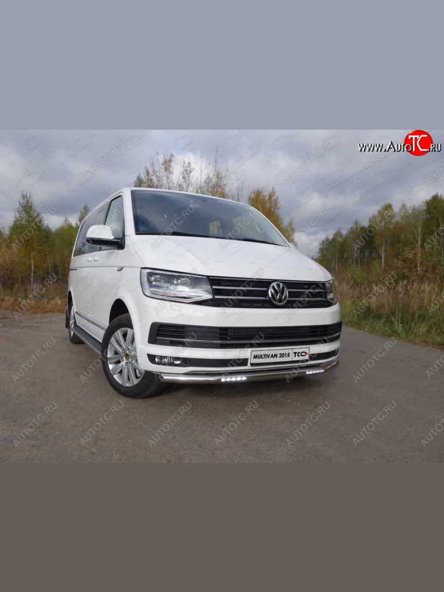 Защита переднего бампера нижняя с ДХО 60,3 мм ТСС Тюнинг Volkswagen Multivan T6 дорестайлинг (2016-2019) (нержавейка)  в Воронеже Воронежской области