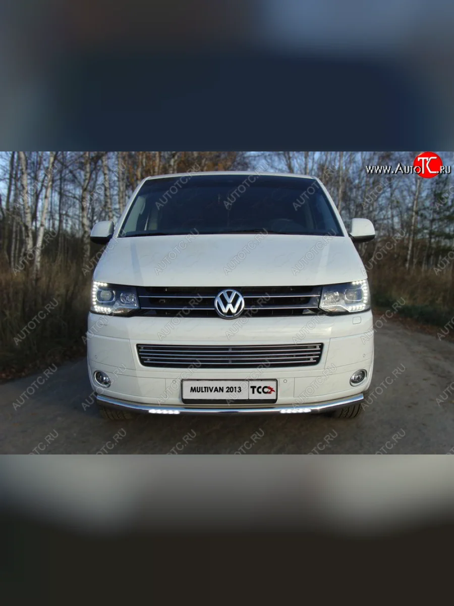 Защита переднего бампера нижняя с ДХО 60,3 мм ТСС Тюнинг Volkswagen Multivan T5 рестайлинг (2009-2015) (нержавейка)  с доставкой в г. Пермь