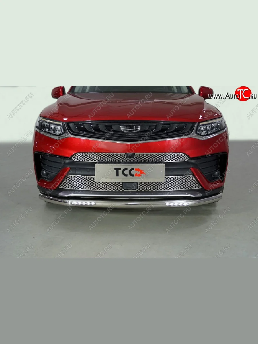 Защита переднего бампера нижняя с ДХО 60,3 мм ТСС Тюнинг Geely Tugella FY11,HPBA4 рестайлинг (2022-2025) (нержавейка)  в Самаре Самарской области