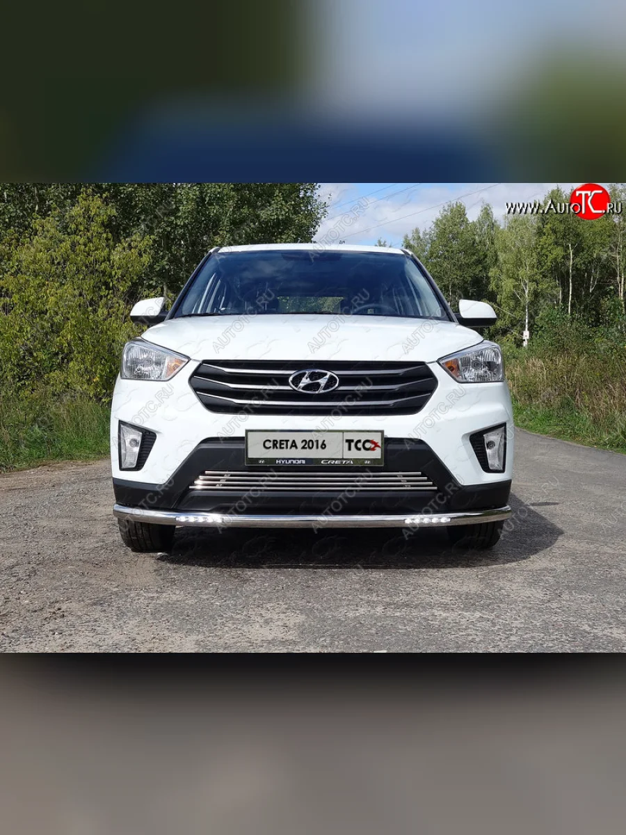 Защита переднего бампера нижняя с ДХО 60,3 мм ТСС Тюнинг Hyundai Creta GS рестайлинг (2019-2021) (нержавейка)  в Перми Пермском крае