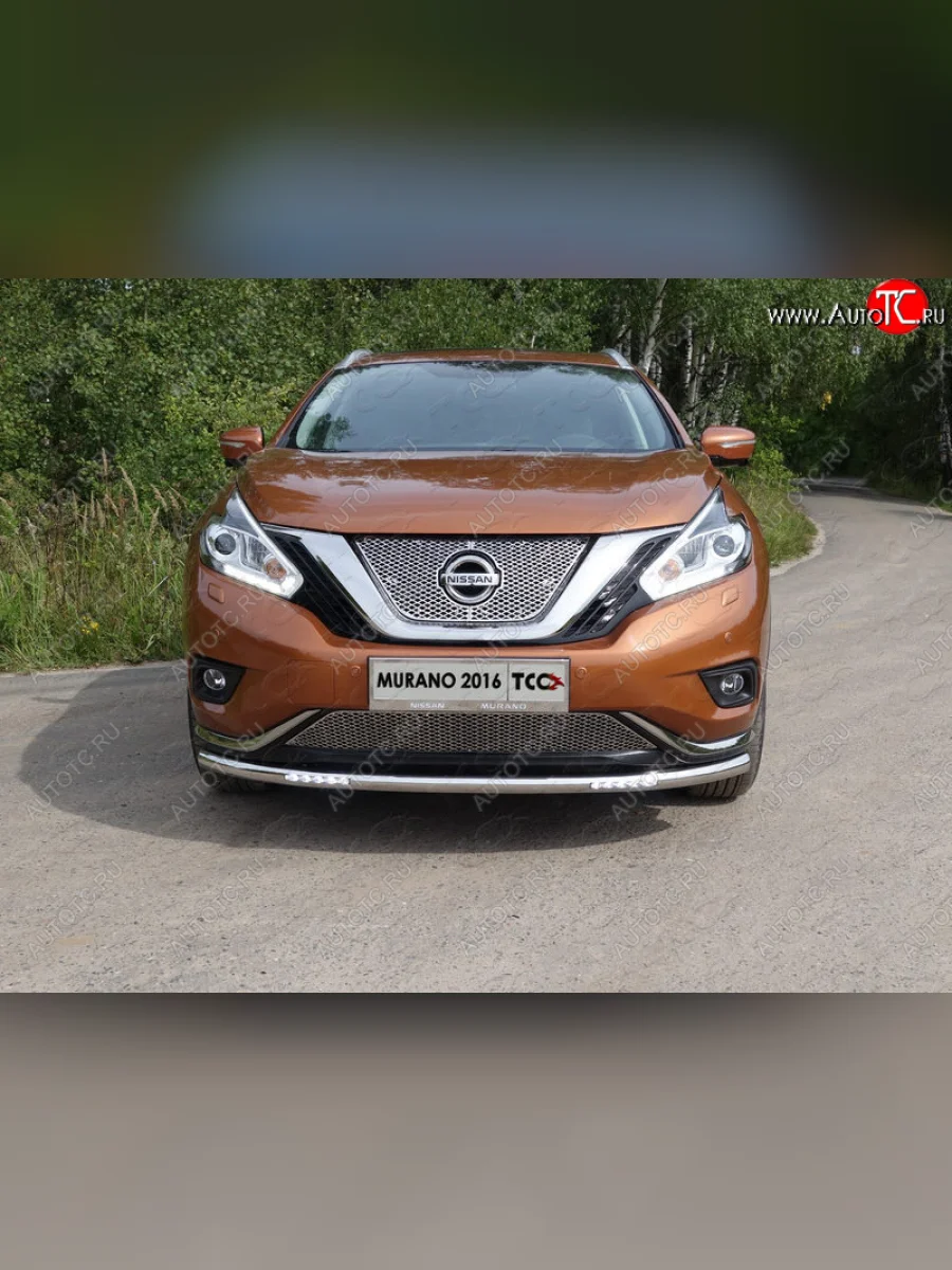 Защита переднего бампера нижняя с ДХО 60,3 мм ТСС Тюнинг Nissan Murano 3 Z52 дорестайлинг (2015-2022) (нержавейка)  в Керчи Республика Крым