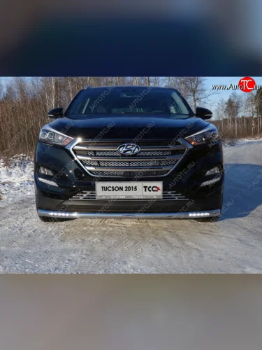 Защита переднего бампера нижняя с ДХО 60,3 мм ТСС Тюнинг (нержавейка) Hyundai Tucson TL дорестайлинг (2015-2018)