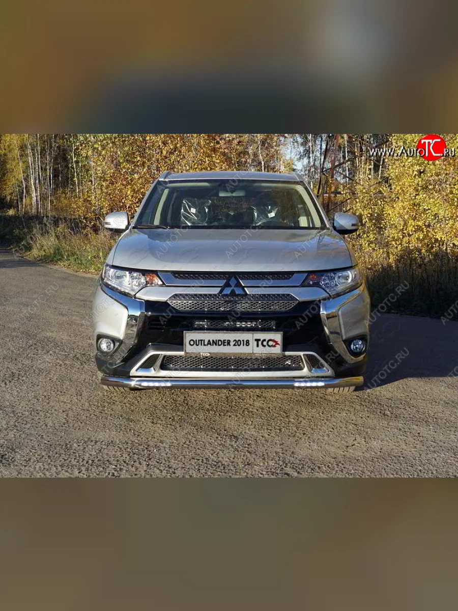Защита переднего бампера нижняя с ДХО 60,3 мм ТСС Тюнинг Mitsubishi Outlander GF 3-ий рестайлинг (2018-2022) (нержавейка)  в Самаре Самарской области