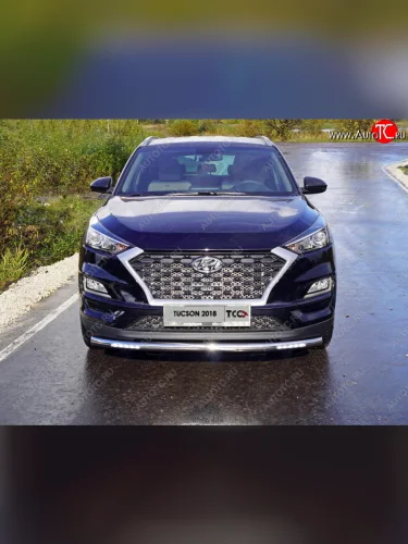 Защита переднего бампера нижняя с ДХО 60,3 мм ТСС Тюнинг (нержавейка) Hyundai Tucson TL рестайлинг (2018-2021)