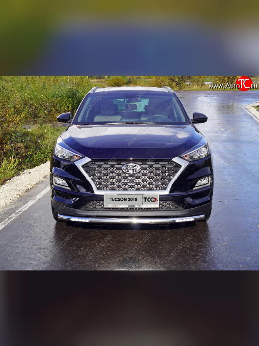 Защита переднего бампера нижняя с ДХО 60,3 мм ТСС Тюнинг  Hyundai Tucson (2018-2021) TL (нержавейка)  в Воронеже Воронежской области