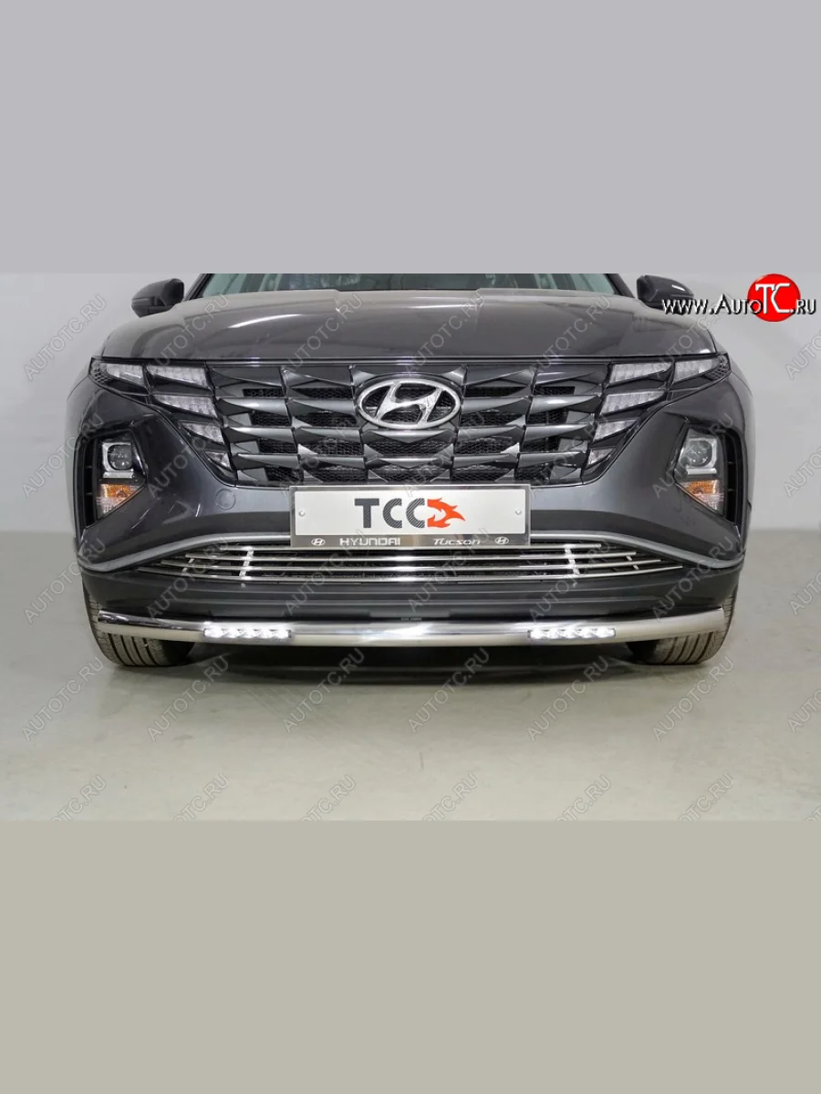 Защита переднего бампера нижняя с ДХО 60,3 мм ТСС Тюнинг Hyundai Tucson NX4 (2020-2022) (нержавейка)  в Перми Пермском крае