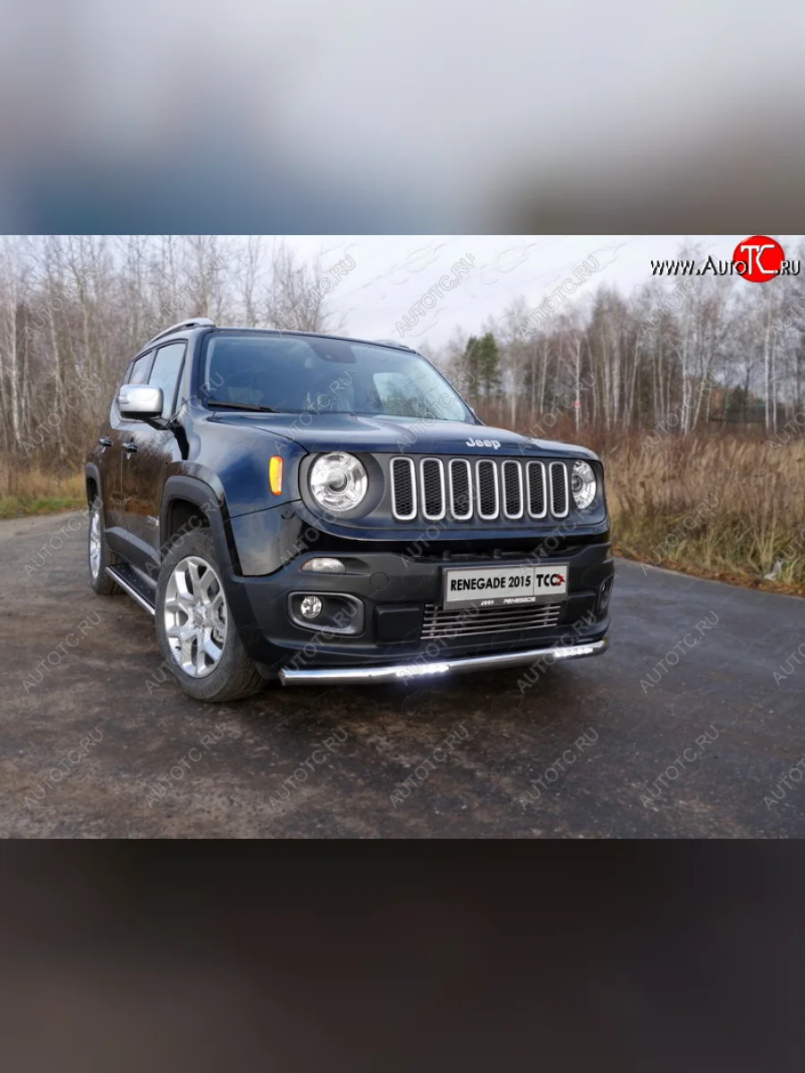 Защита переднего бампера нижняя с ДХО 60,3 мм ТСС Тюнинг  Jeep Renegade (2014-2020) 1 BU (нержавейка)  в Воронеже Воронежской области