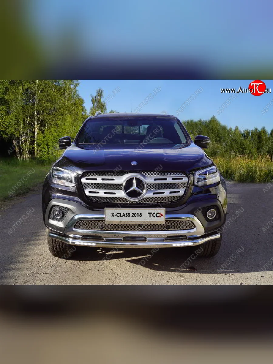 Защита переднего бампера нижняя с ДХО 60,3 мм ТСС Тюнинг  Mercedes-Benz X class (2017-2020) W470 (нержавейка)  в Воронеже Воронежской области